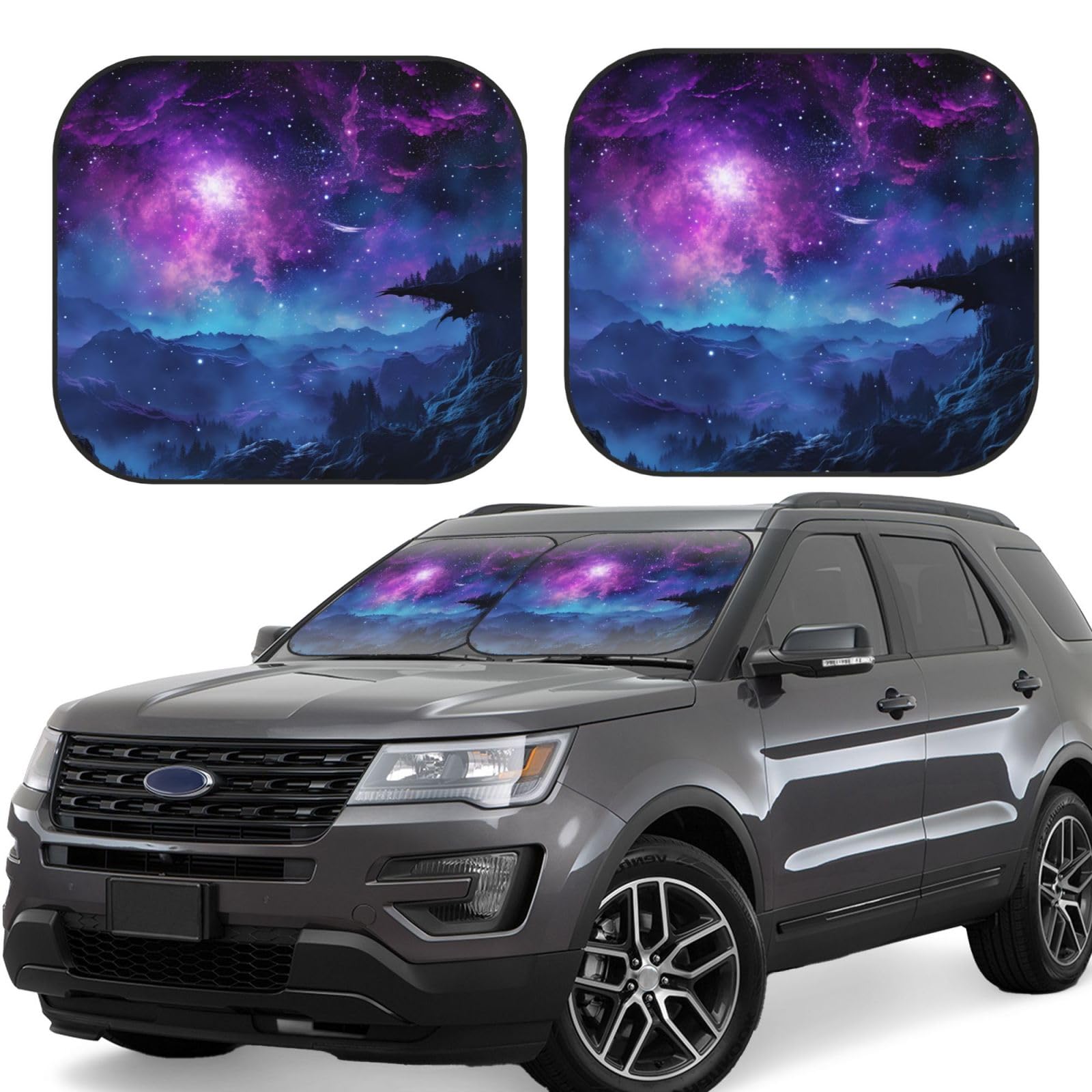 Amazon.com: Windshield Sun Shade 2 Piece Purple Starry Sky